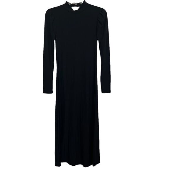 Aqua Black Open Back Puff Sleeve Midi Dress Size XS - Picture 3 of 8